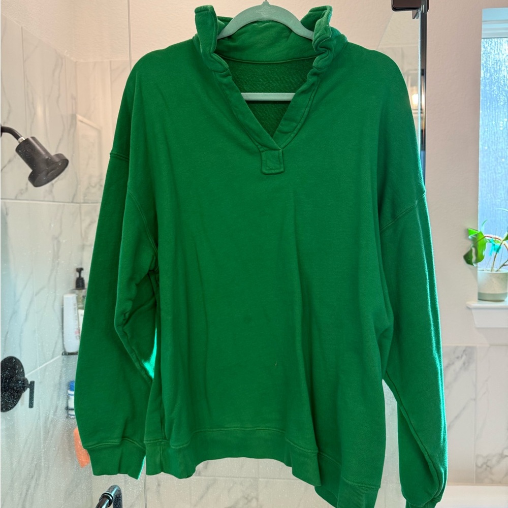 OG Daily Drills kelly green oversized crew with collar
